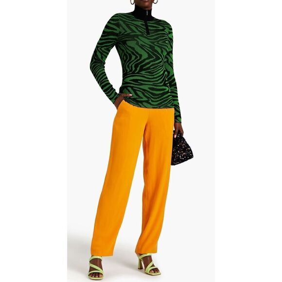 STINE GOYA Sylvie ribbed jacquard-knit turtleneck sweater in green NWT Size Medi - Picture 2 of 9